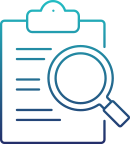 icon of a clipboard with a magnifying glass 