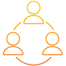 Icon of 2 people connected by lines 